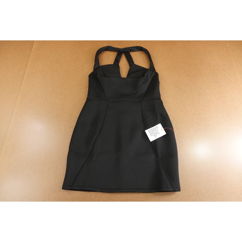 ASOS Design Womens Size 12 Fitted Black Halter Neck Open Back Mini Dress NWT